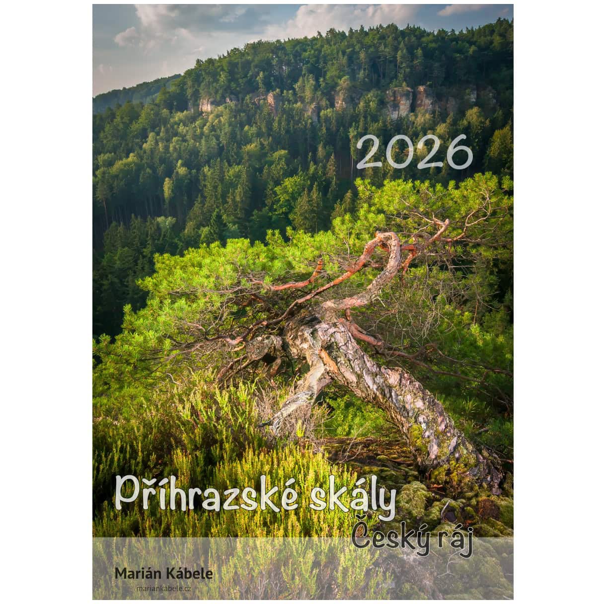 Nástěnný kalendář 2026, Příhrazské skály, Český ráj, úvodní strana, verze na výšku