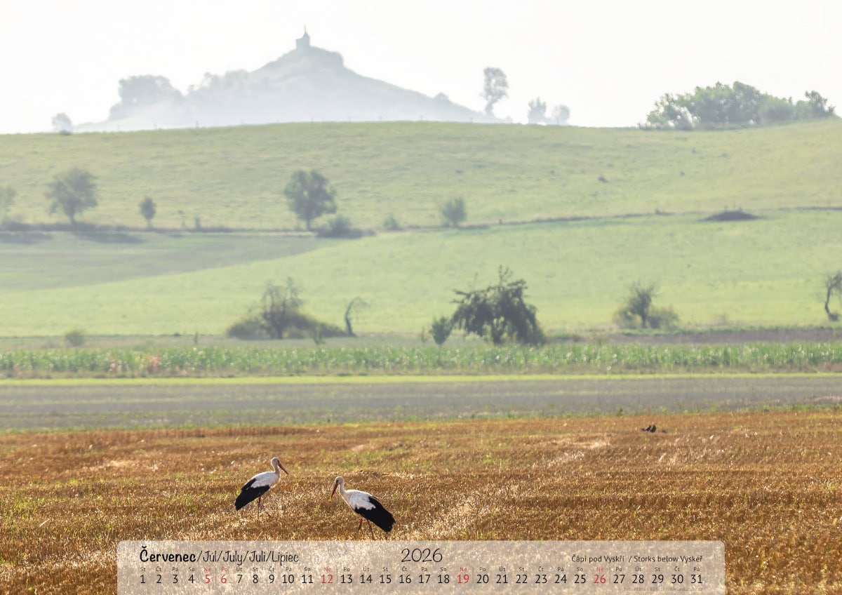 Nástěnný kalendář 2026, Český ráj, strana měsíce červenec, verze na šířku