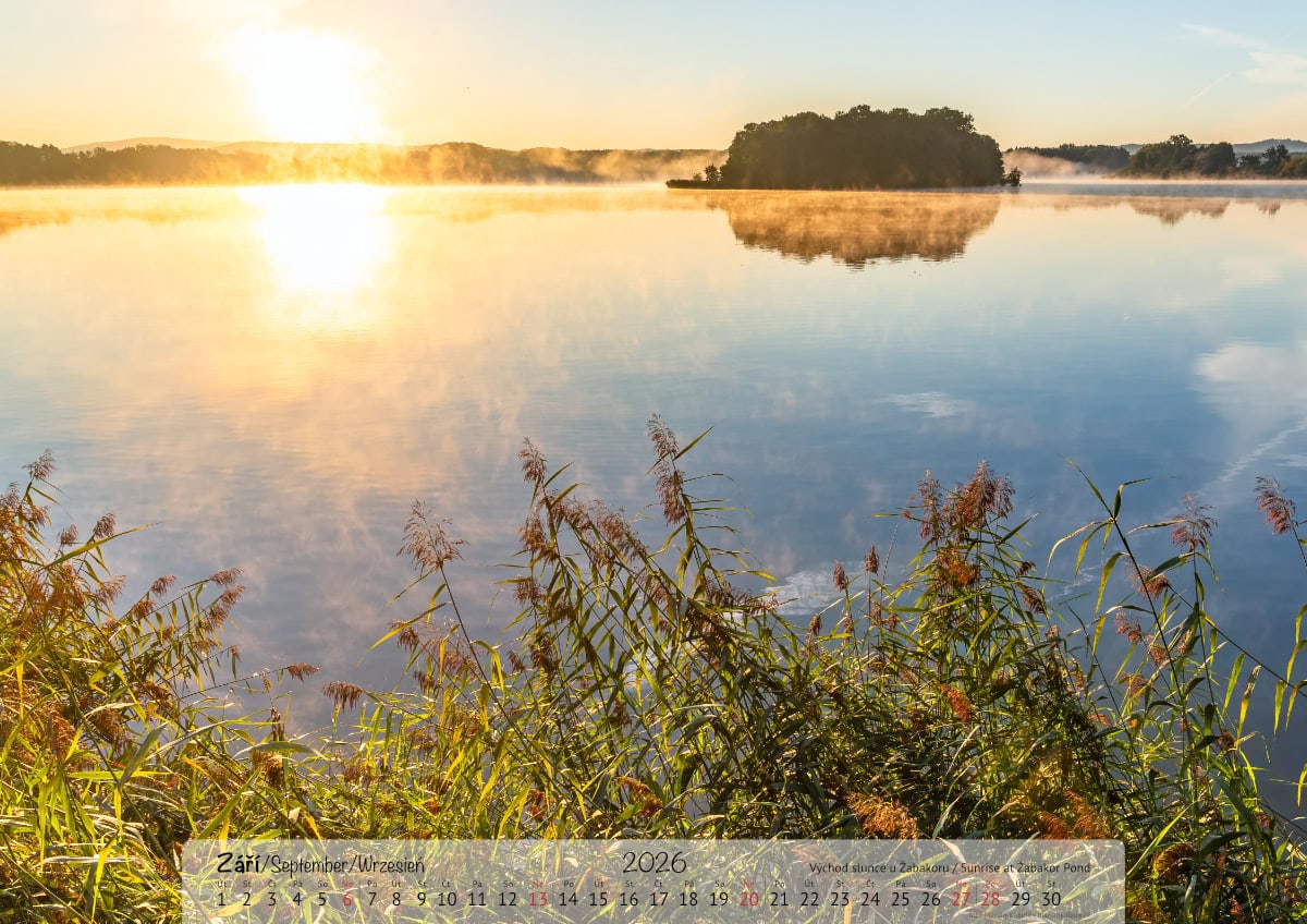 Nástěnný kalendář 2026, Český ráj, strana měsíce září, verze na šířku