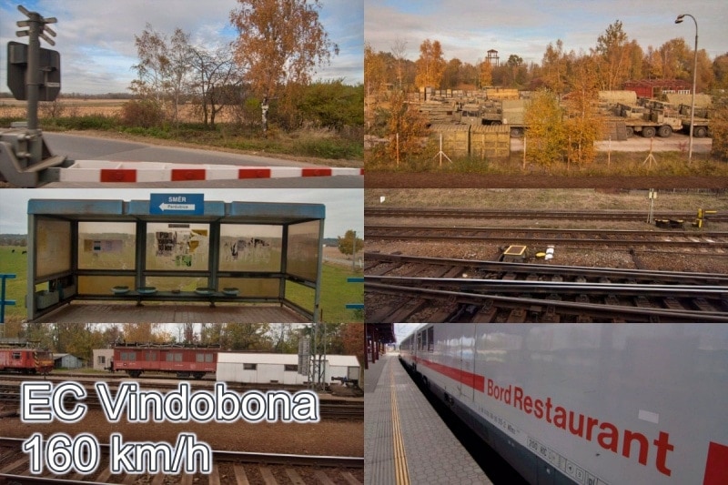Fotokino: Vindobona – ubíhající krajina 160 km/h z&nbsp;EuroCity vlaku