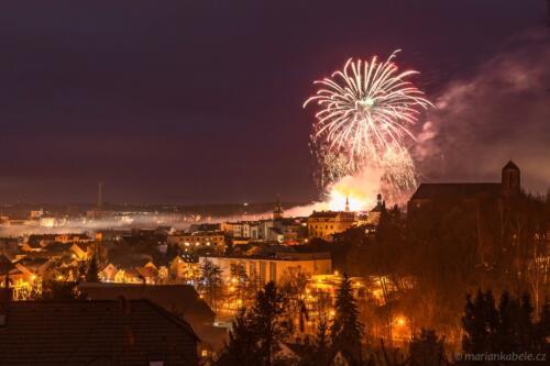 Novoroční ohňostroj Turnov 1. 1. 2022.
